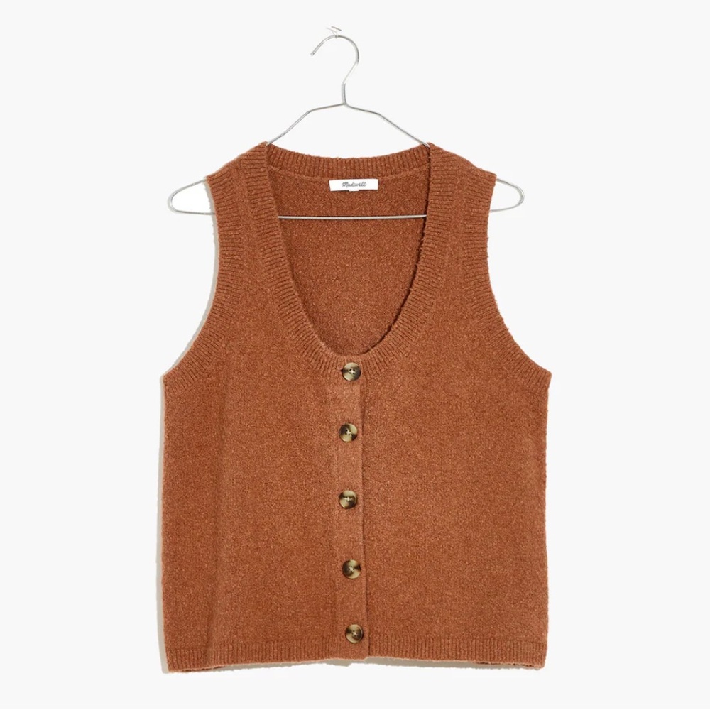 Madewell Brown Button-Up Sweater Vest
